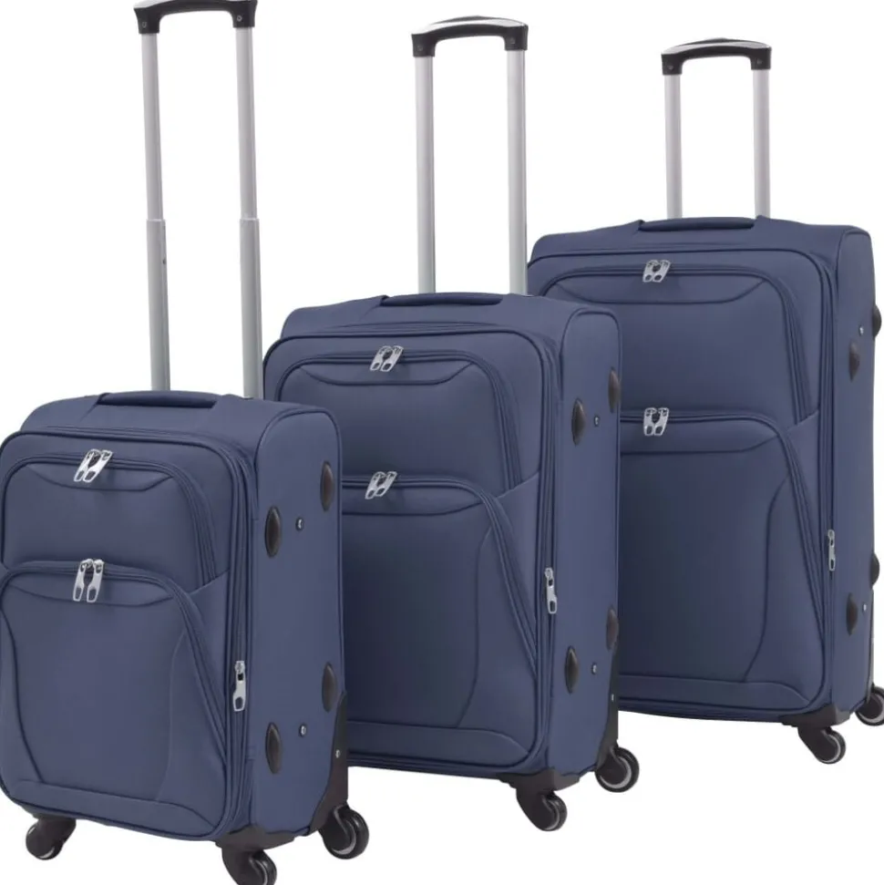 vidaXL Trolleyset marineblauw 3-delig