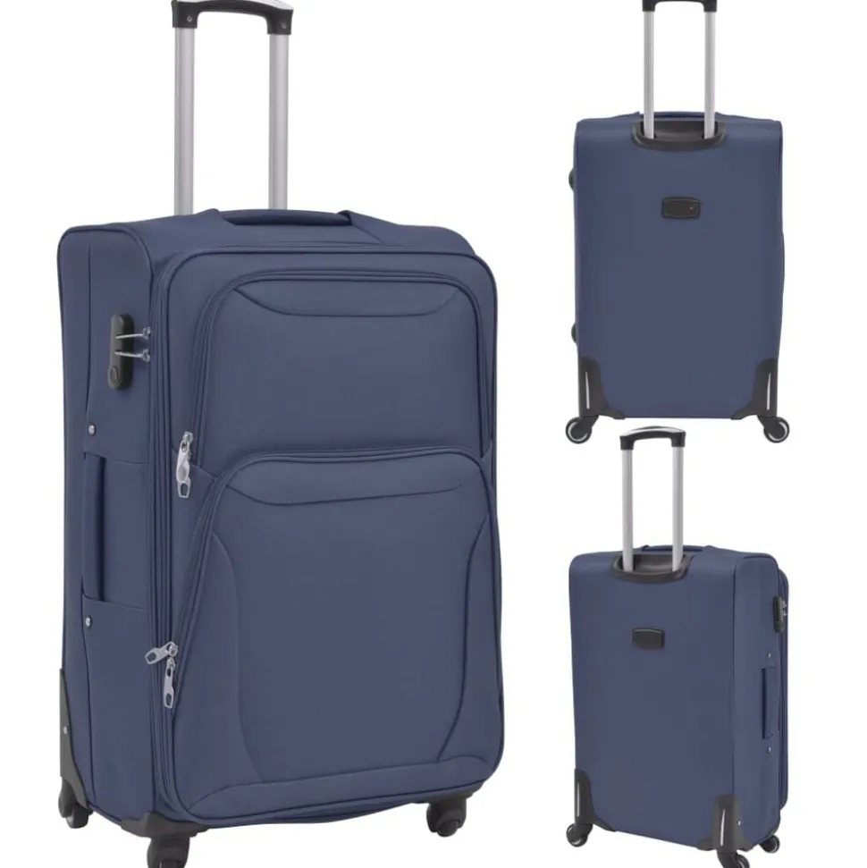 vidaXL Trolleyset marineblauw 3-delig