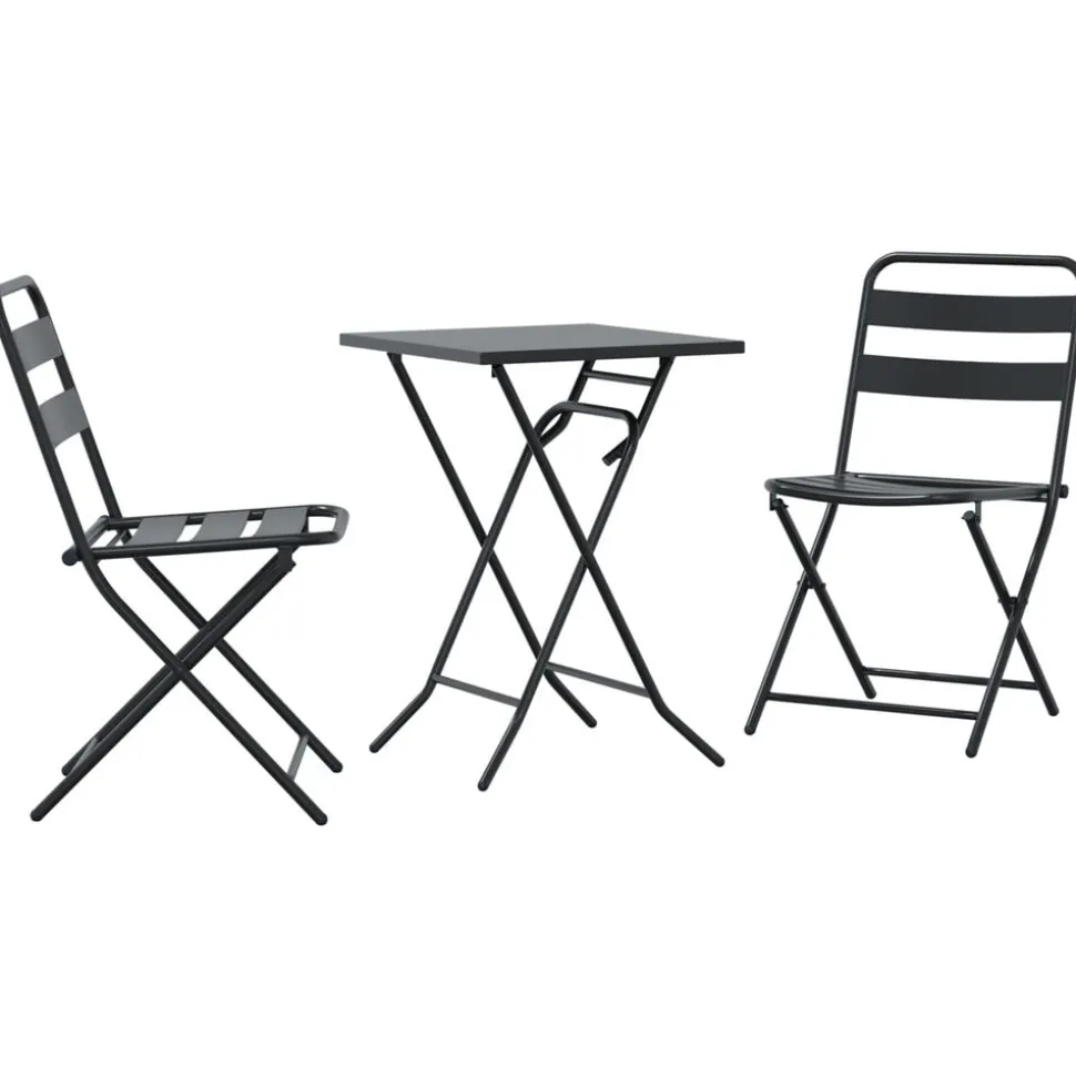 vidaXL Tuin Bistro Set 3 pcs Antraciet Staal