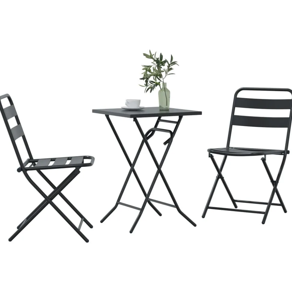 vidaXL Tuin Bistro Set 3 pcs Antraciet Staal