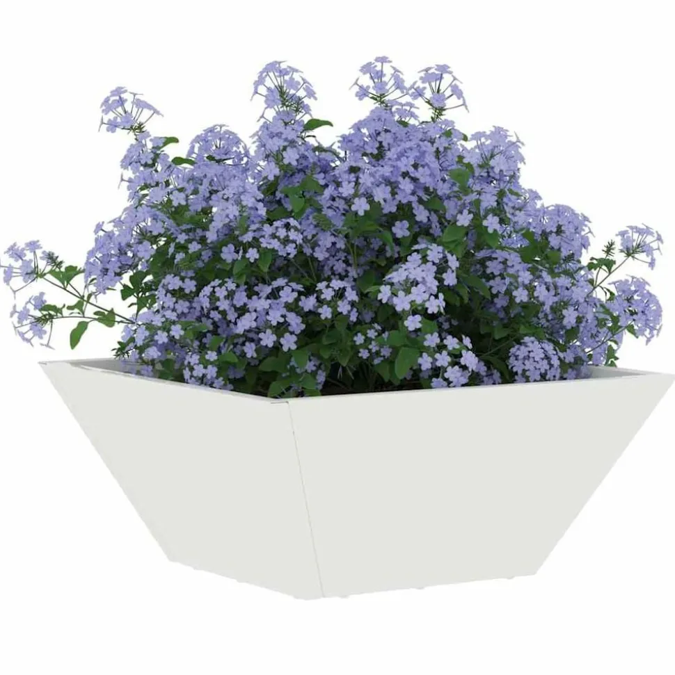 vidaXL Tuin Bloempot Wit 35 x 35 x 15 cm Koudgewalst staal
