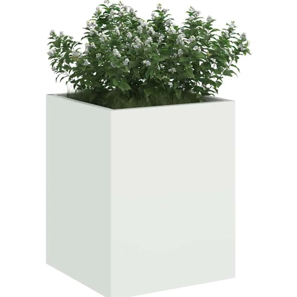vidaXL Tuin Bloempot Wit 32 x 32 x 40 cm Koudgewalst staal
