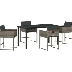 vidaXL Tuin eettafelset 5 pcs Grijs poly rattan
