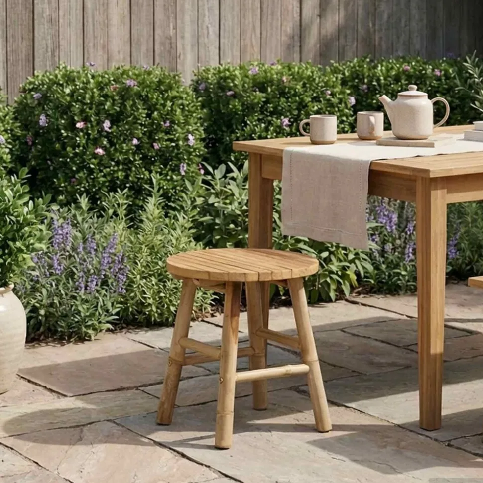 vidaXL Tuin kruk Licht Bruin Ø 38 x 42 cm Bamboe