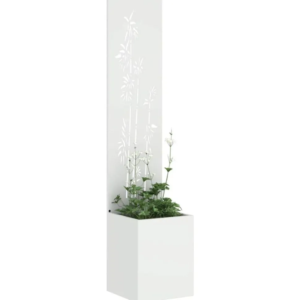 vidaXL Tuin Privacy Screen Bloemen Wit 32 x 150 cm Koudgewalst staal