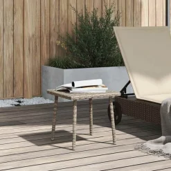 vidaXL Tuin salontafel rechthoekig 40x40x37 cm poly rattan lichtgrijs