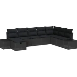 vidaXL Tuin Sofa Set met kussen 8 pcs Zwart Poly riet