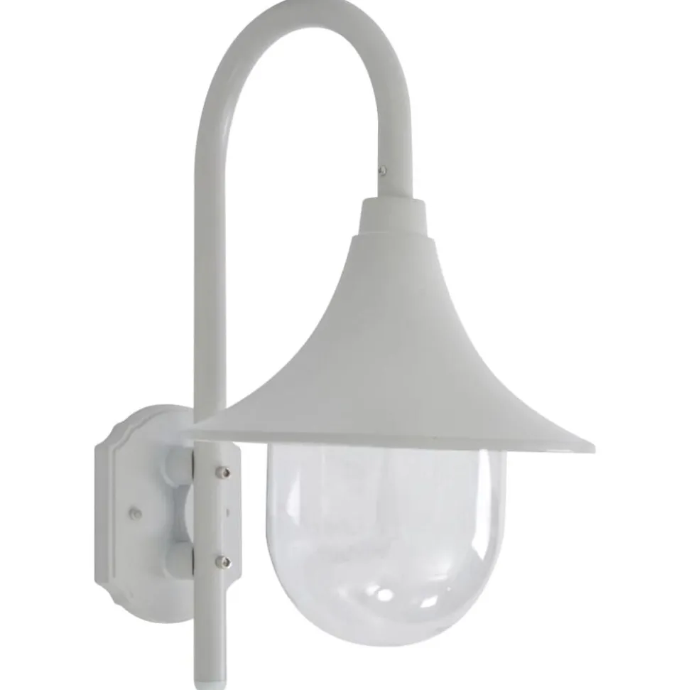 vidaXL Tuin wandlamp E27 42 cm aluminium wit