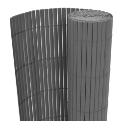 vidaXL Tuinafscheiding dubbelzijdig 90x300 cm PVC grijs