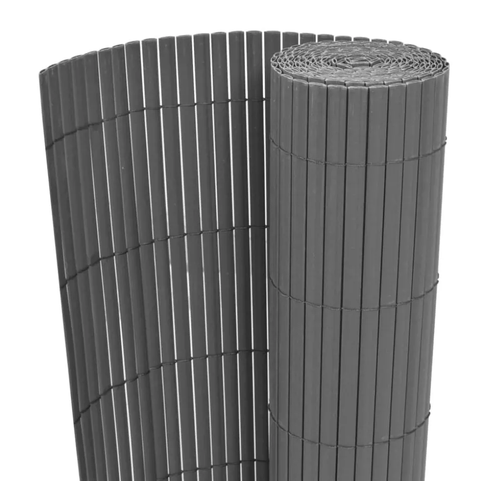 vidaXL Tuinafscheiding dubbelzijdig 90x300 cm PVC grijs
