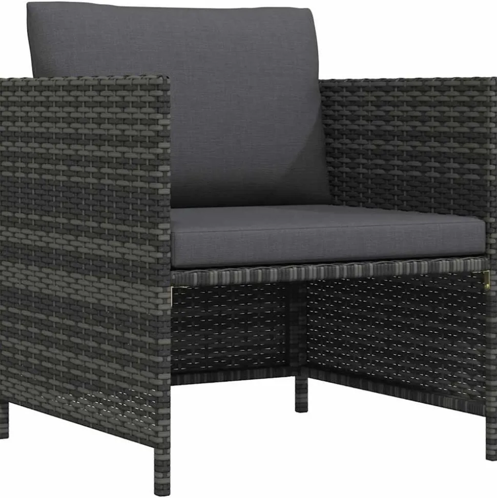 vidaXL Tuinbank met kussens poly rattan grijs