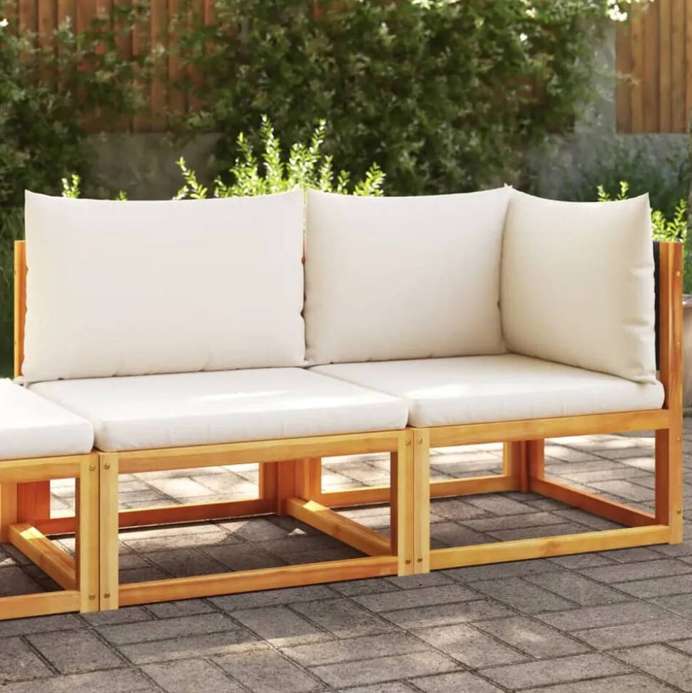 vidaXL Tuinbank met kussens 2-zits acaciahout & rotan