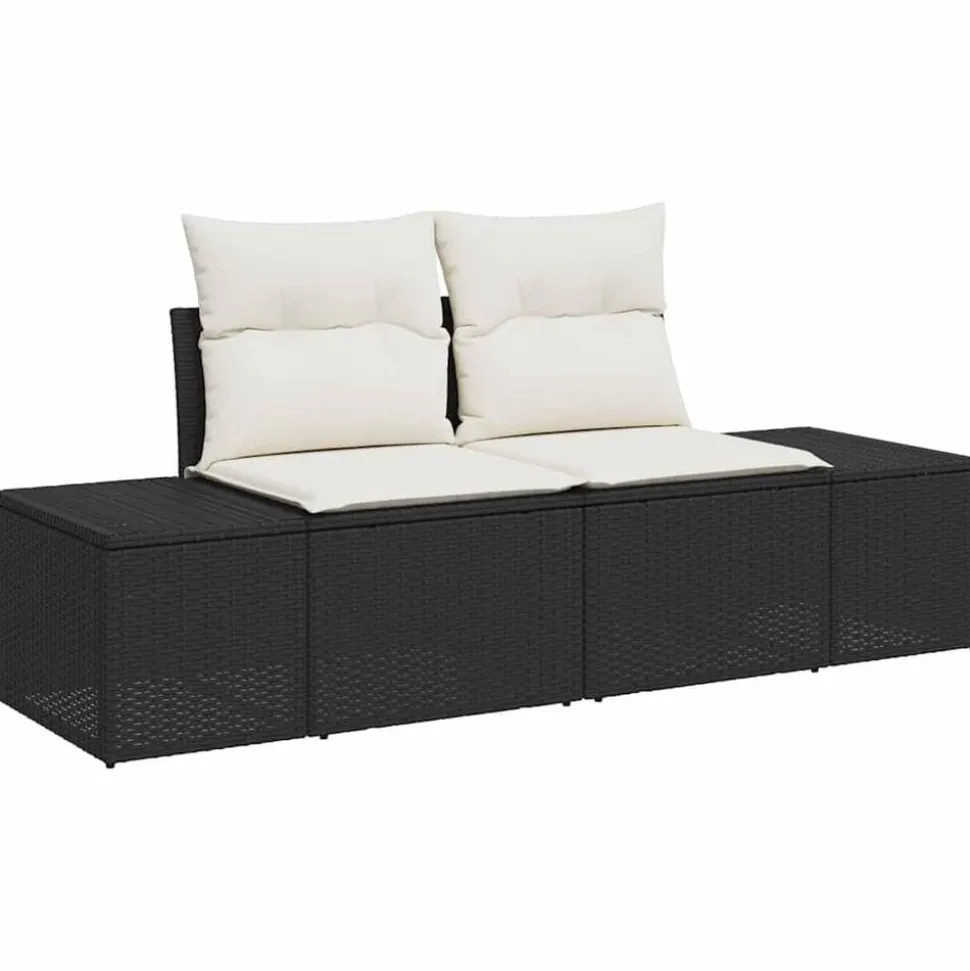vidaXL Tuinbank met kussen Zwart 184 x 62 x 69 cm poly rattan