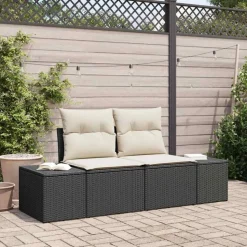 vidaXL Tuinbank met kussen Zwart 184 x 62 x 69 cm poly rattan