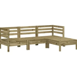 vidaXL Tuinbank 3-zits met voetenbank geïmpregneerd hout wasbruin
