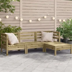vidaXL Tuinbank 3-zits met voetenbank geïmpregneerd hout wasbruin