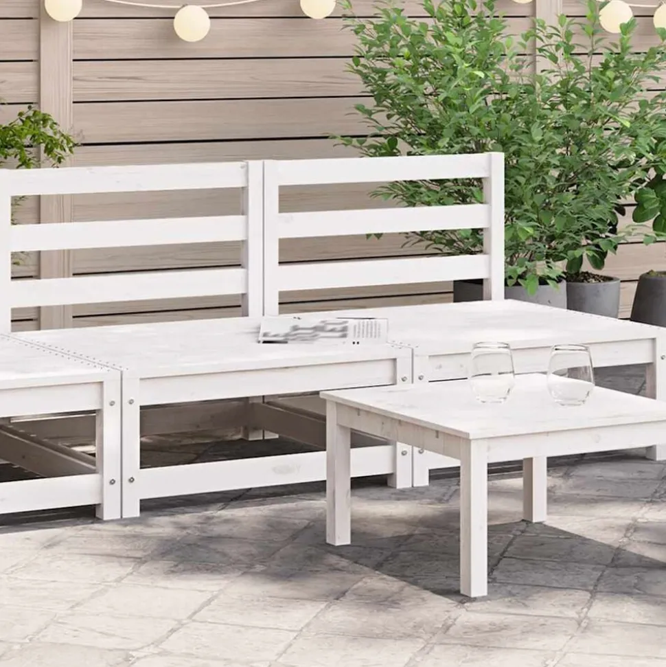 vidaXL Tuinbank zonder armleuningen 2 st 70x70x67 cm grenenhout wit