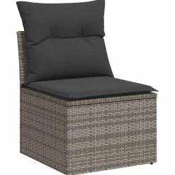 vidaXL Tuinbank zonder armleuning met kussens poly rattan grijs