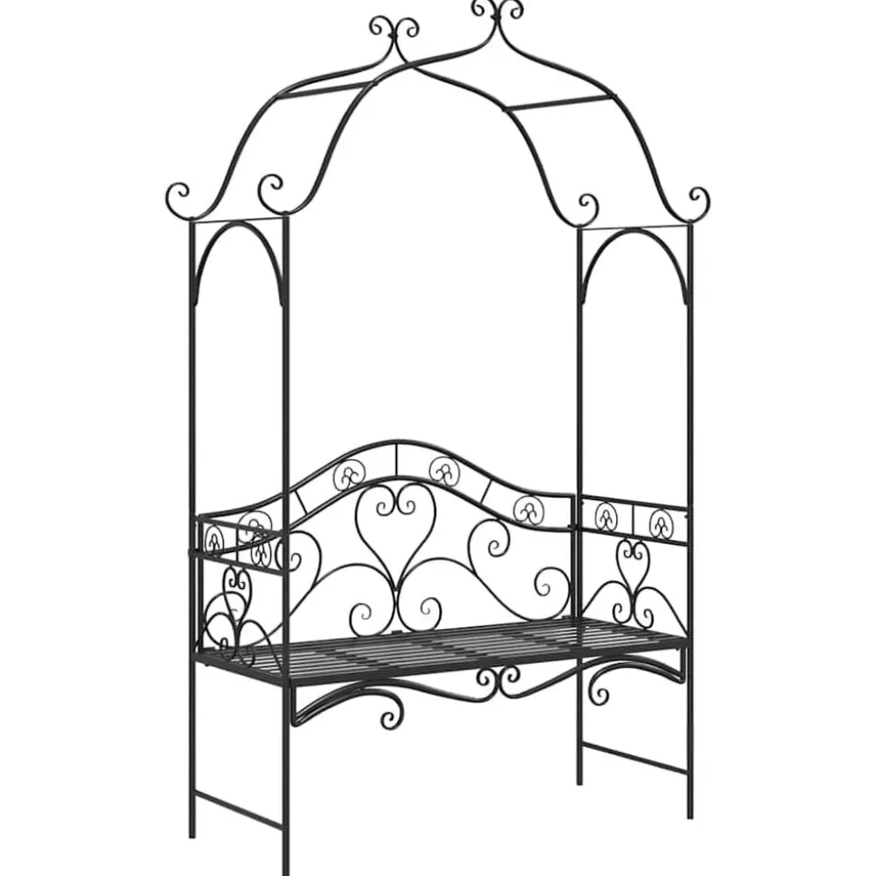 vidaXL Tuinbank Zwart 121 x 48 x 200 cm Staal