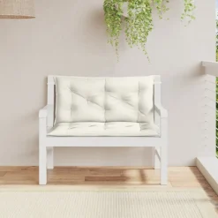 vidaXL Tuinbankkussens 2 st 100x50x7 cm stof gemêleerd crèmekleurig