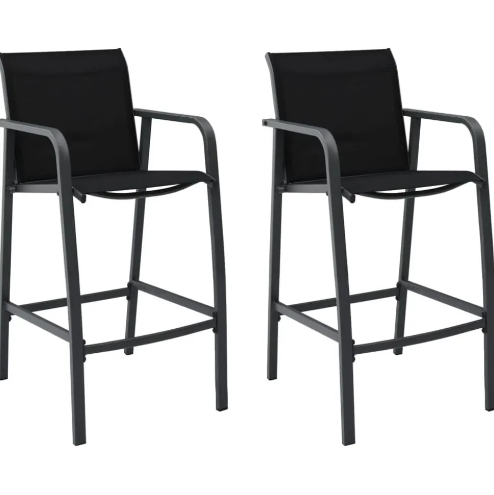 vidaXL Tuinbarstoelen 2 st textileen zwart
