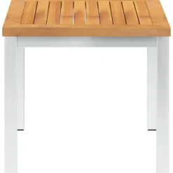 vidaXL Tuinbijzettafel 45x45x38 cm massief acaciahout roestvrij staal