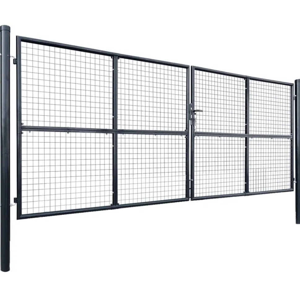 vidaXL Tuinhek van gaas gegalvaniseerd staal 400x150 cm grijs