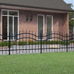 vidaXL Tuinhek Woerden met speerpunt zwart 240x75 cm staal