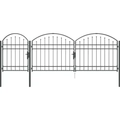 vidaXL Tuinhekgate met gebogen top Assen Grijs 4 x 1,25 m Staal