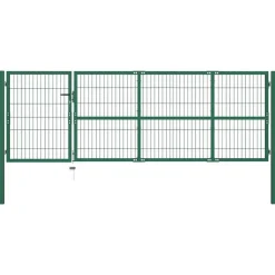 vidaXL Tuinhekpoort met palen 350x100 cm staal groen
