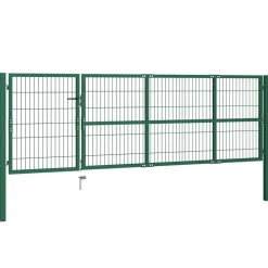vidaXL Tuinhekpoort met palen 350x100 cm staal groen