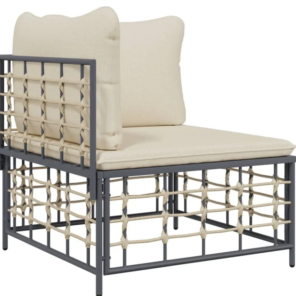 vidaXL Tuinhoekbank met beige kussens poly rattan