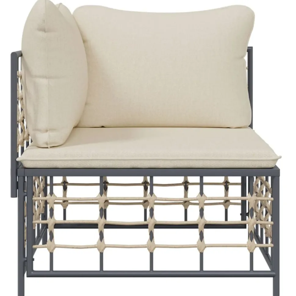 vidaXL Tuinhoekbank met beige kussens poly rattan