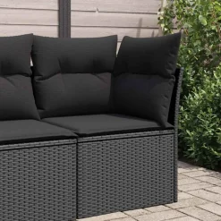 vidaXL Tuinhoekbank met kussens zwart poly rattan