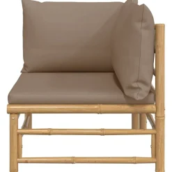 vidaXL Tuinhoekbank met kussens bamboe taupe