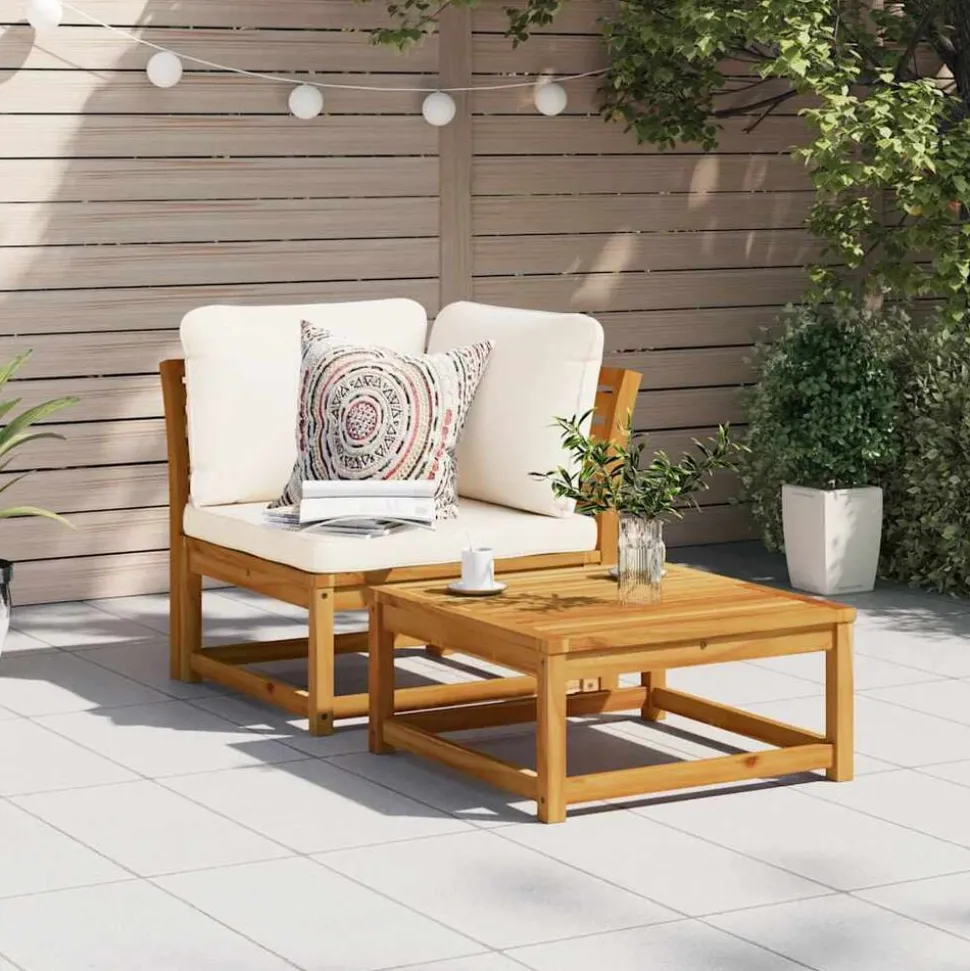 vidaXL Tuinhoekbank met kussens 73x73x65 cm massief acaciahout