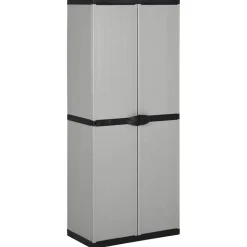 vidaXL Tuinkast met 3 schappen 68x40x168 cm grijs en zwart