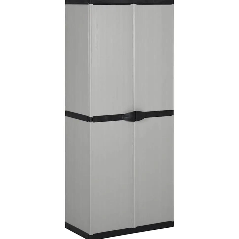 vidaXL Tuinkast met 3 schappen 68x40x168 cm grijs en zwart