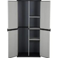 vidaXL Tuinkast met 3 schappen 68x40x168 cm grijs en zwart