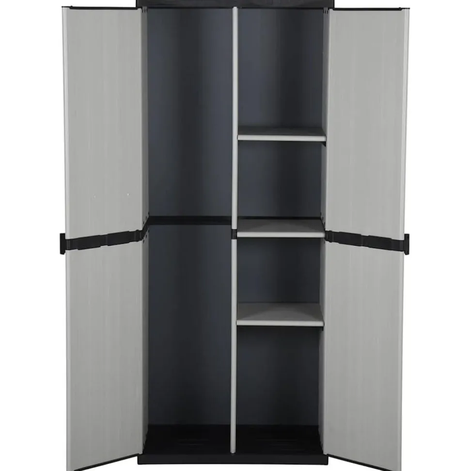 vidaXL Tuinkast met 3 schappen 68x40x168 cm grijs en zwart