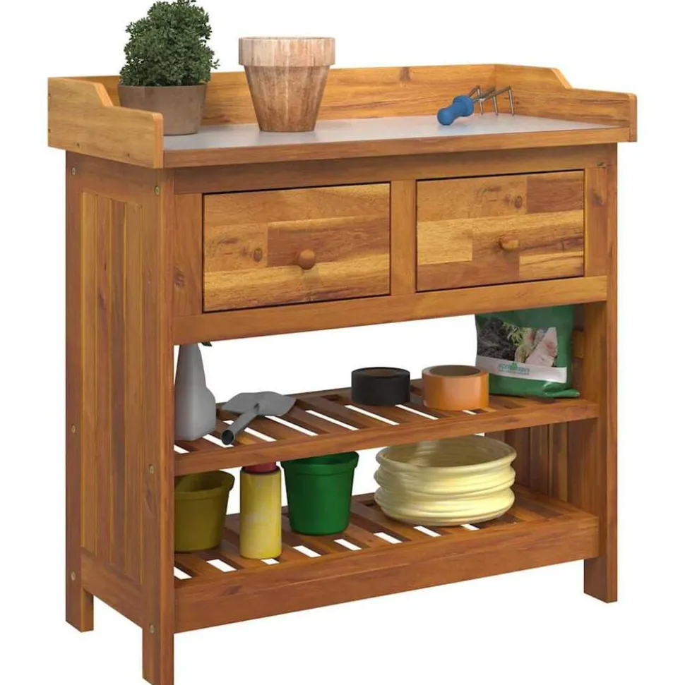 vidaXL Tuinkast met lade Naturel 78 x 36,5 x 78cm Massief Acaciahout