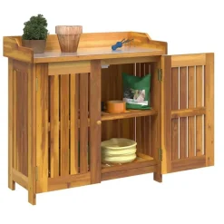 vidaXL Tuinkast met plank Naturel 78 x 36,5 x 78cm Massief Acaciahout