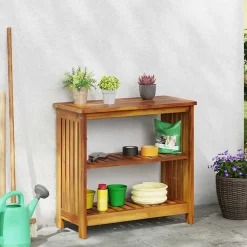 vidaXL Tuinkast met plank Naturel 75 x 35 x 70cm Massief Acaciahout