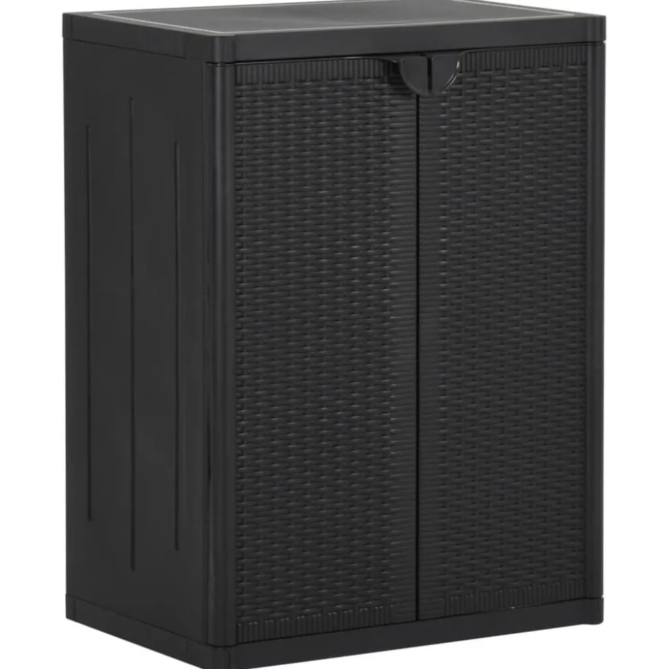 vidaXL Tuinkast 65x45x88 cm polypropyleen rattan zwart