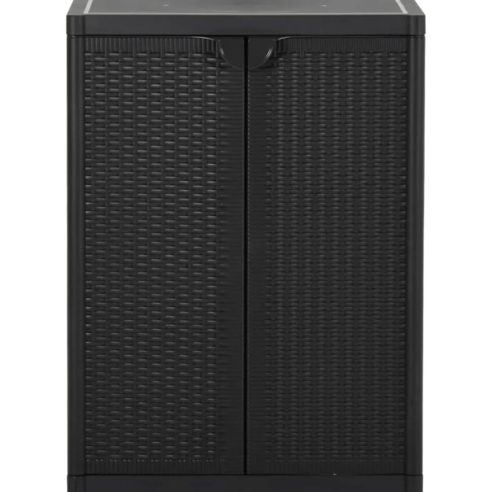 vidaXL Tuinkast 65x45x88 cm polypropyleen rattan zwart