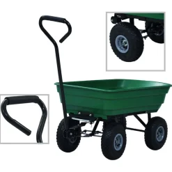 vidaXL Tuinkiepwagen 300 kg 75L groen