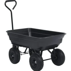 vidaXL Tuinkiepwagen 300 kg 75 L zwart