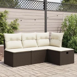 vidaXL Tuinkruk met kussen 55x55x37 cm poly rattan bruin