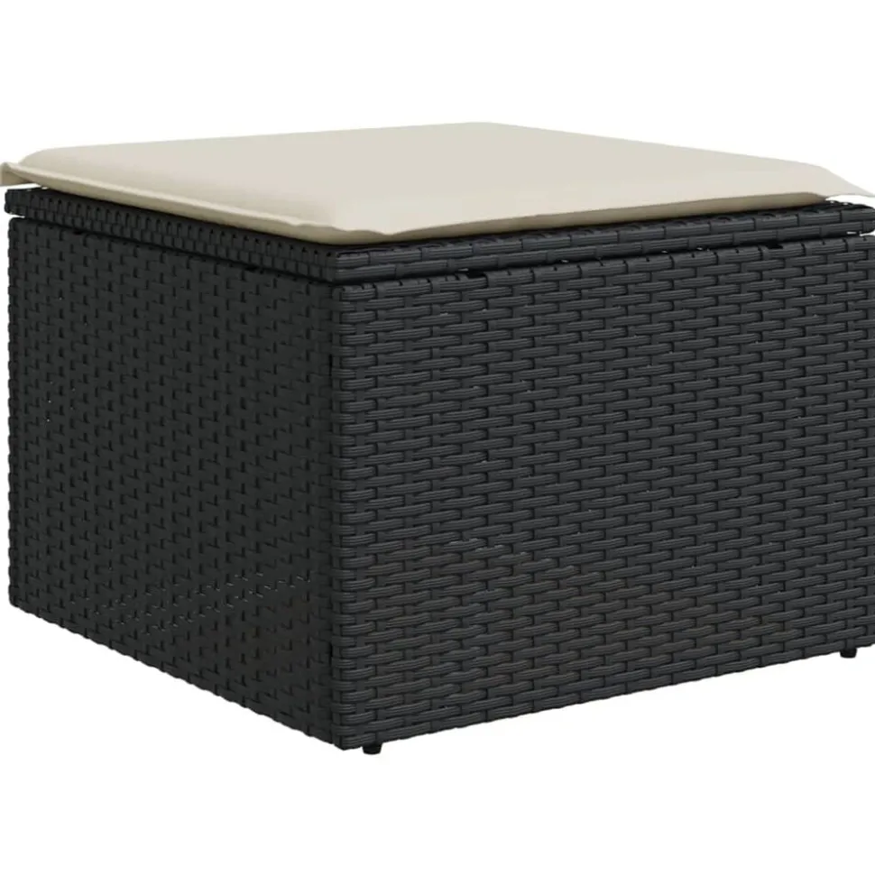 vidaXL Tuinkruk met kussen 55x55x37 cm poly rattan zwart