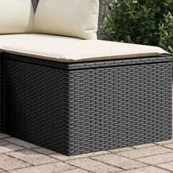 vidaXL Tuinkruk met kussen 55x55x37 cm poly rattan zwart